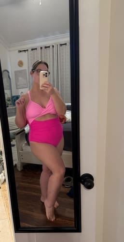Customer photo review of Emoswim - Damen Badeanzüge Push-Up Bauchweg Bademode V-Ausschnitt Cut-Out Bedeckende Bademode
