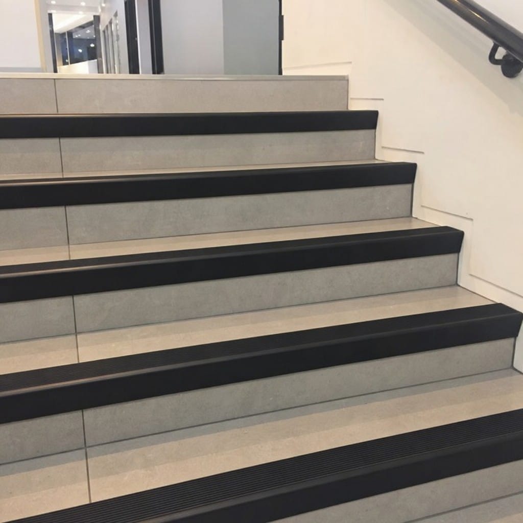 Customer photo review of Raked Back Stair Nosing 62x55mm Aluminium, Bronze & Black Anodised