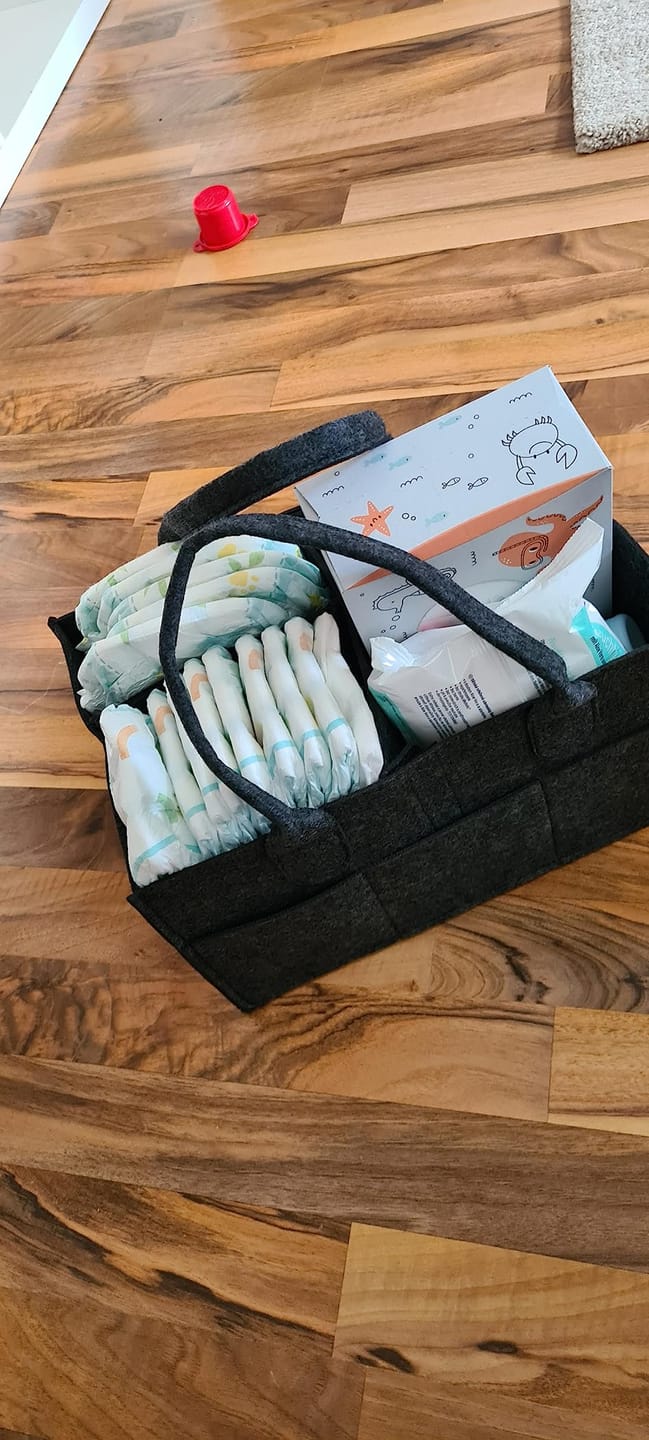 Customer photo review of Filz Wickeltasche & Allzweck-Organizer – Dunkelgrau