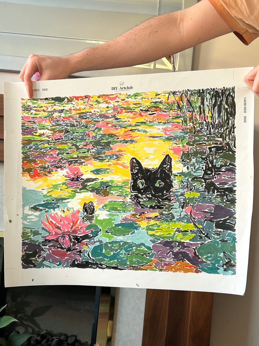Customer photo review of A Water lilies cat | Paint by Number