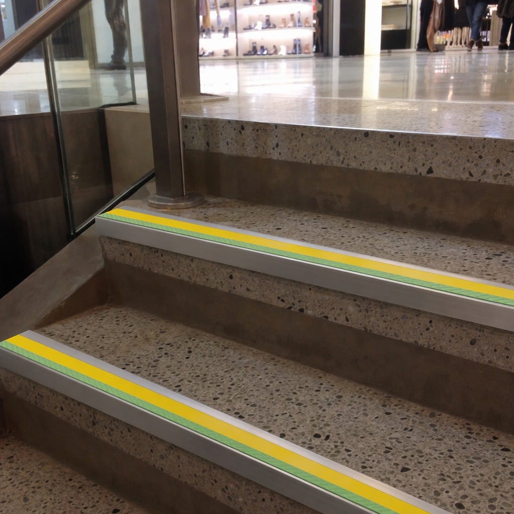 Customer photo review of Aluminium Stair Nosing 67x55mm Photoluminescent Square Edge, DDA Compliant