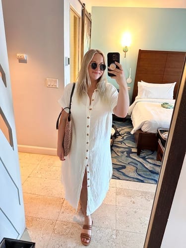 Customer photo review of Emoswim - Weißer einfarbiger langer Sonnenschutz-Cardigan Cover-Up