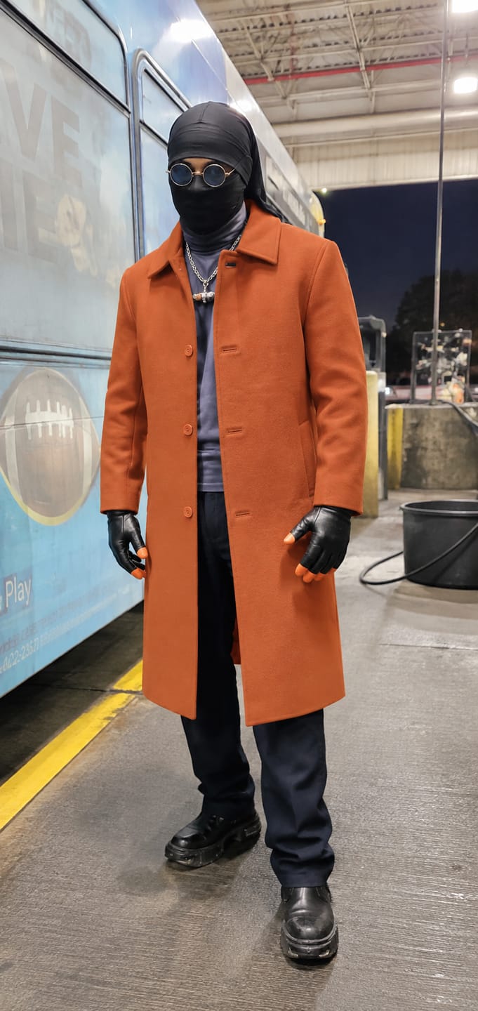 Customer photo review of Serene Orange Wool Car Coat For Men
