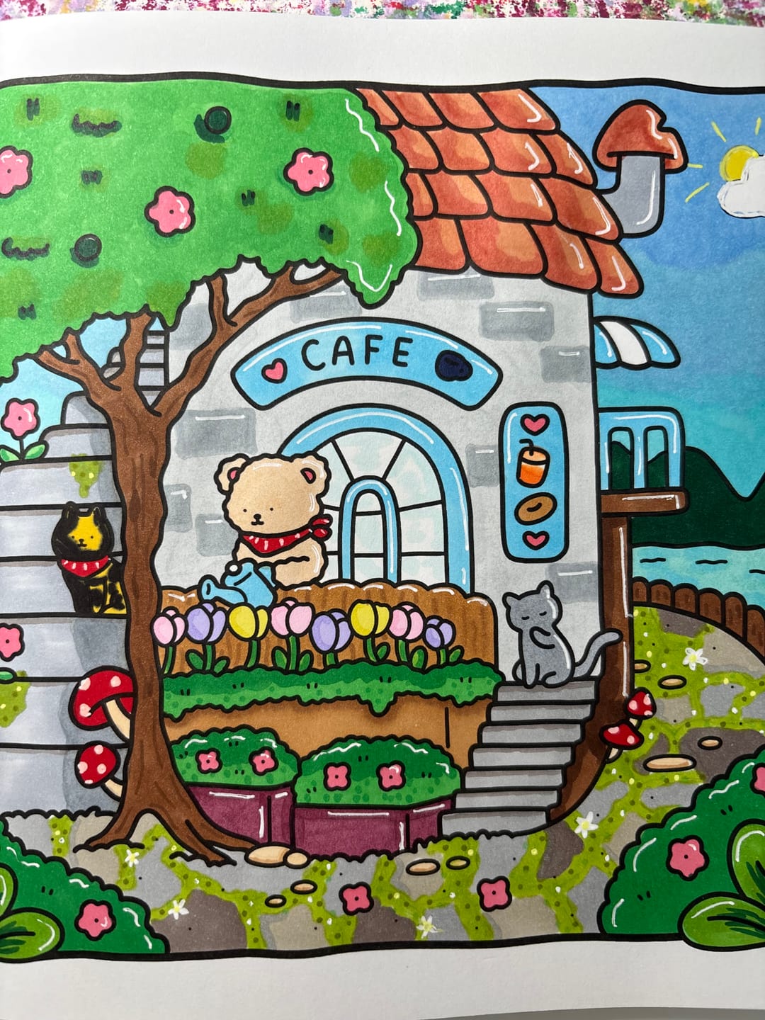 Customer photo review of Ohuhu x Coco Wyo Cozy Mood Coloring Kit, Honolulu B 48 Colors Alcohol Markers with Brush & Fine Dual Tips, Coloring Book with Mood Tracker Pages