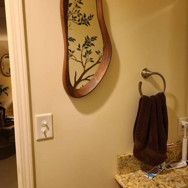 Customer photo review of Walnut Asymmetrical Wall Mirror – Orchid