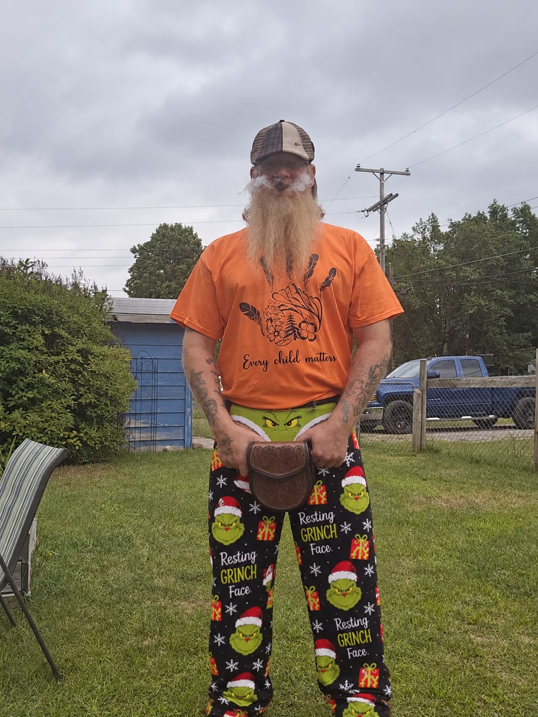 Customer photo review of Funny Christmas Pajama Pants with Ho Ho Ho and Bite Me Print - Unisex Novelty Lounge Pants