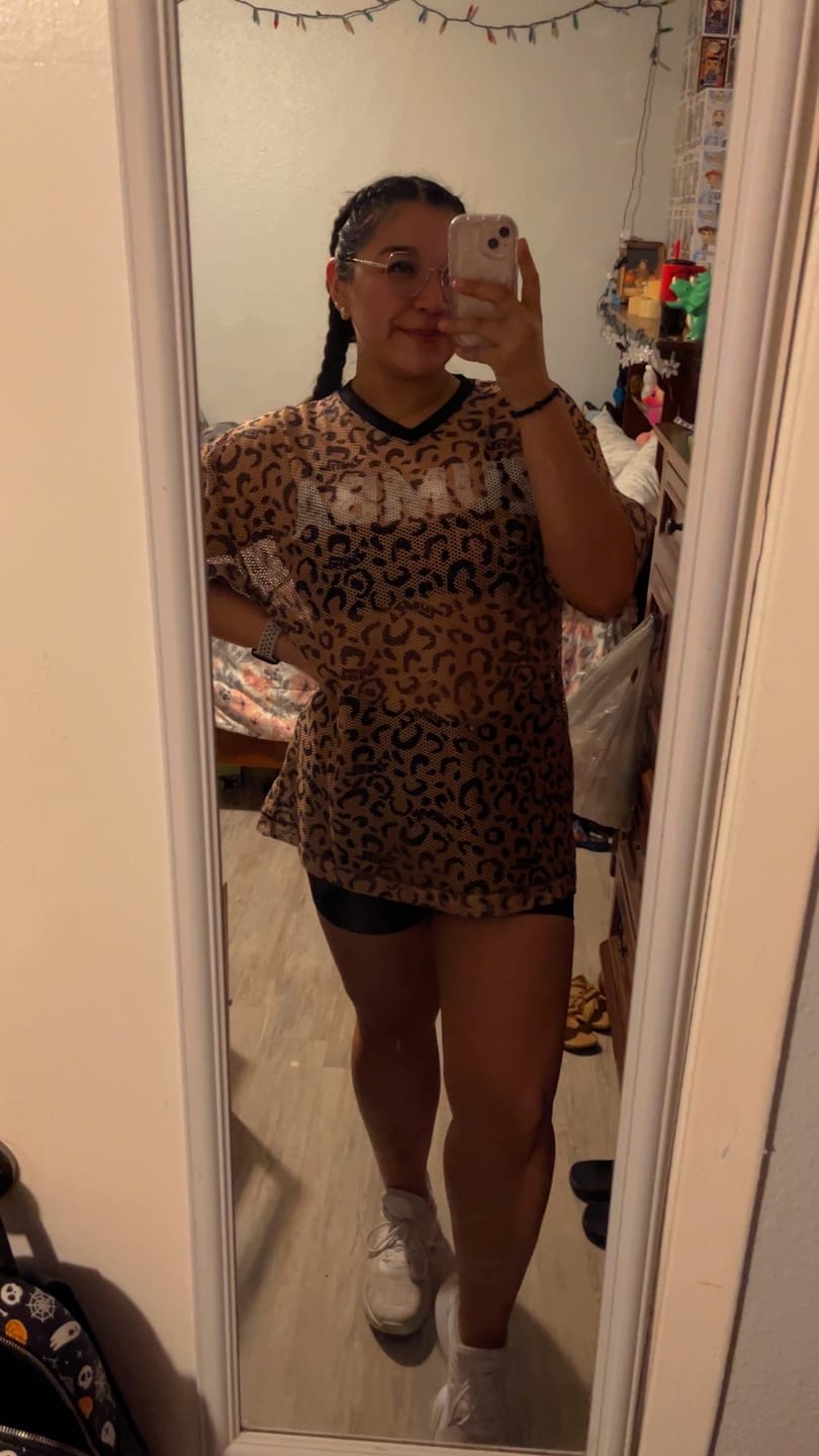 Customer photo review of Zumba Wildbeat Oversized Mesh Top