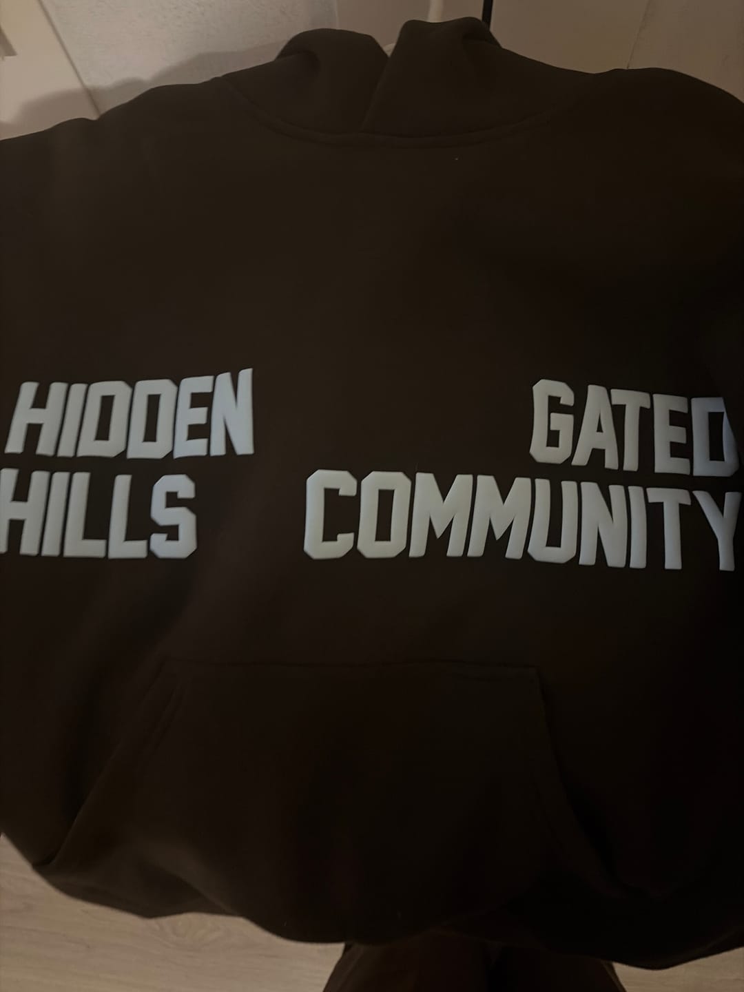 Customer photo review of GATED COMMUNITY HOODIE DARK BROWN/LIGHT BLUE
