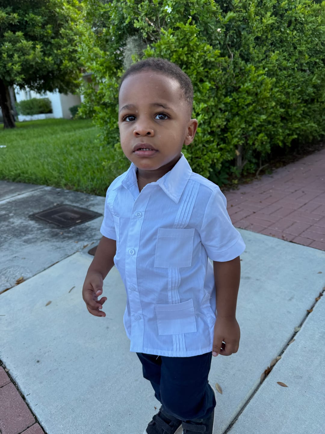 Customer photo review of Solid White Guayabera Shirt