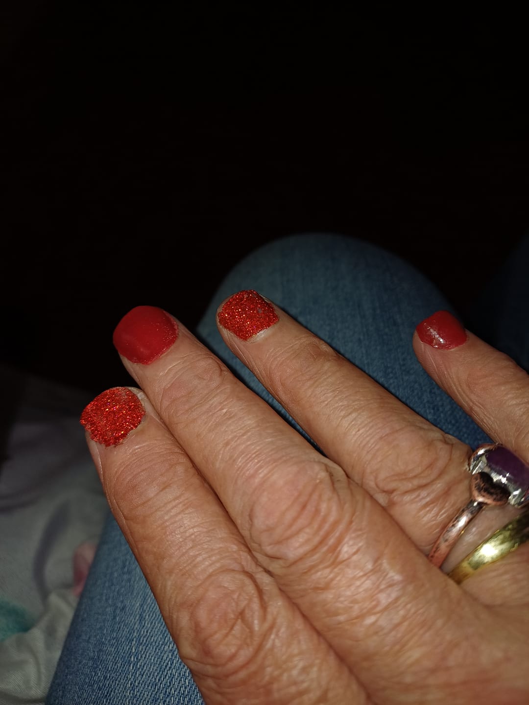 Customer photo review of Ruby Glitter Dipping Powder