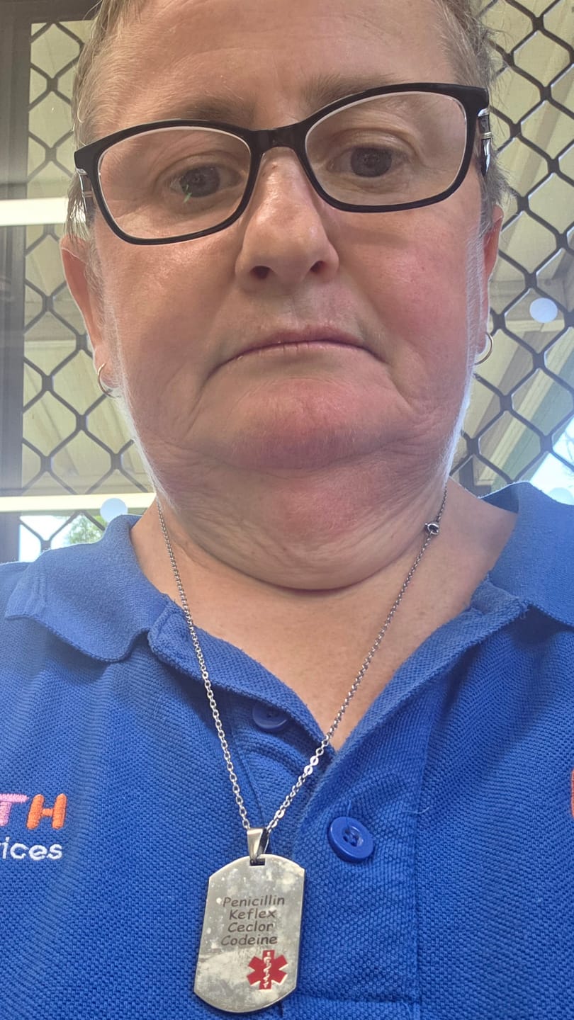 Customer photo review of Personalised Silver Medical Alert Tag Necklace