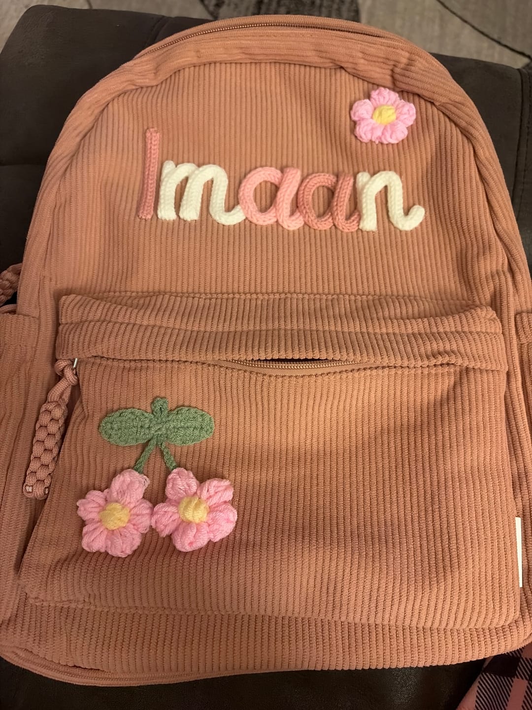 Customer photo review of K&C - Personalized Knitted Backpack