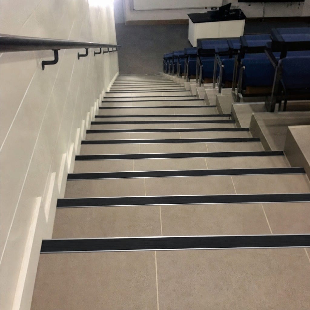 Customer photo review of Slimline Raked Back Stair Nosing 59x30mm Aluminium Cut to Any Size