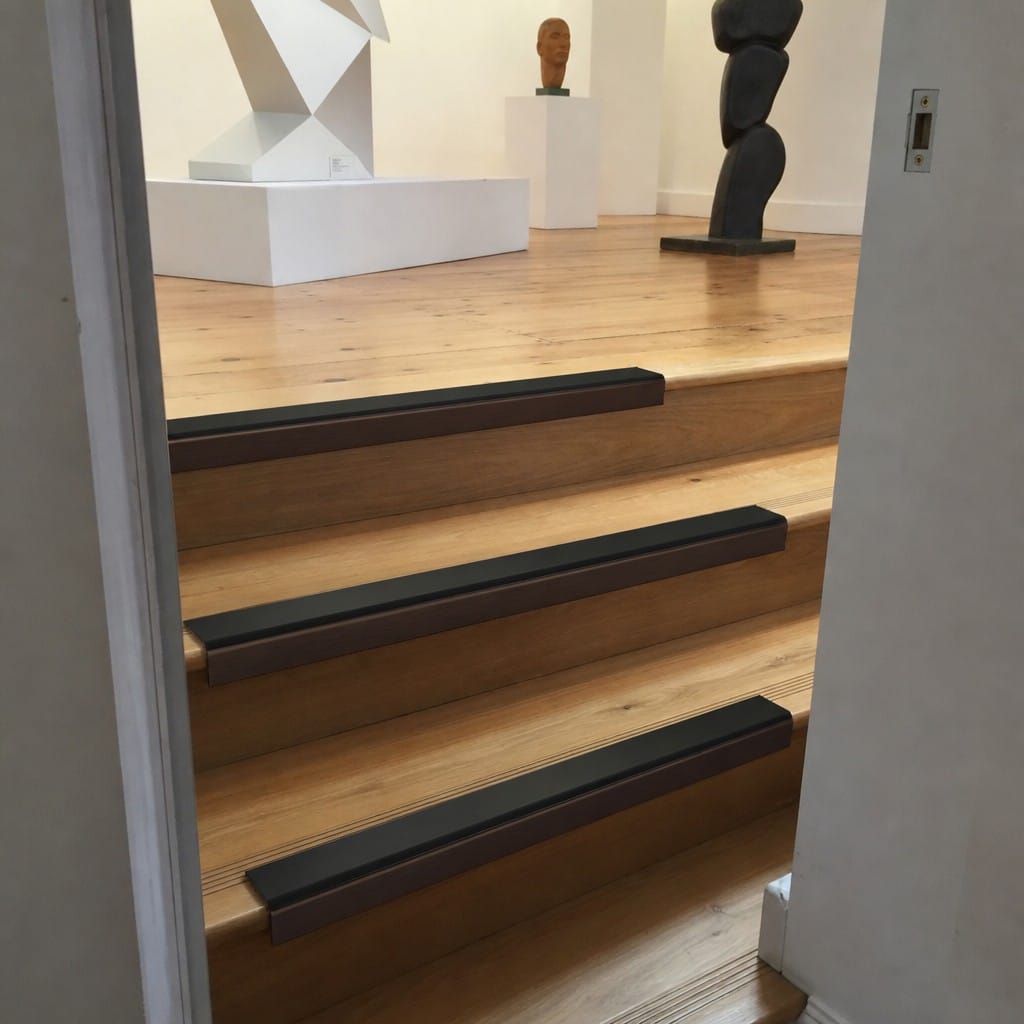 Customer photo review of Black, Bronze & Mirror Aluminium Stair Nosing 70x56mm Square Edge, DDA Riser