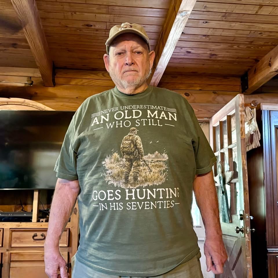 Customer photo review of Personalized Never Underestimate An Old Man Hunting T-Shirt