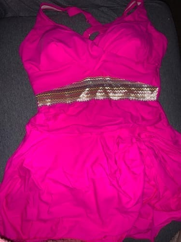 Customer photo review of Emoswim - Damen Badekleid Bauchweg Badeanzüge Schlankmachend Colorblock Kordelzug Bademode