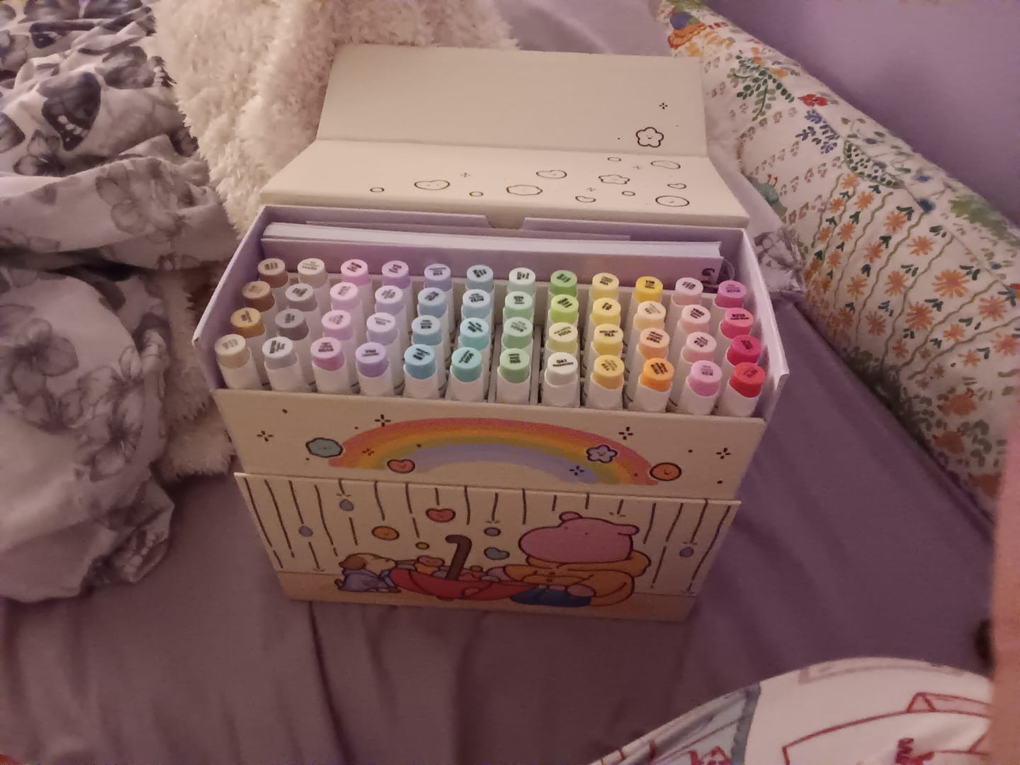 Customer photo review of Ohuhu x Coco Wyo Cozy Mood Coloring Kit, Honolulu B 48 Colors Alcohol Markers with Brush & Fine Dual Tips, Coloring Book with Mood Tracker Pages