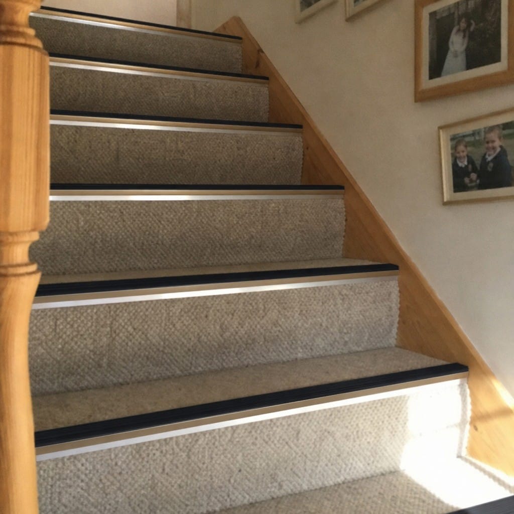 Customer photo review of Slimline Raked Back Stair Nosing 59x30mm Aluminium Cut to Any Size