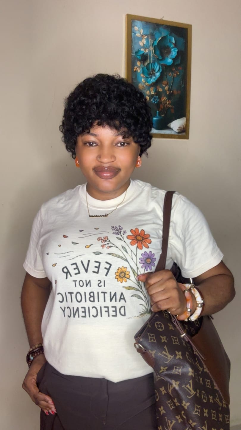Customer photo review of Fever is Not Antibiotic Deficiency T-shirt