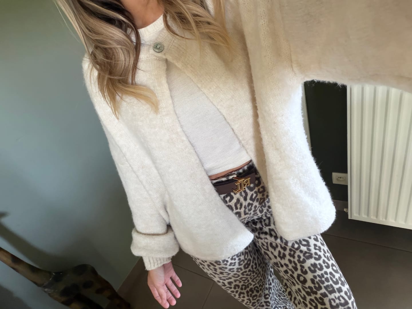 Customer photo review of Leopard Wide Leg Trousers / Brown