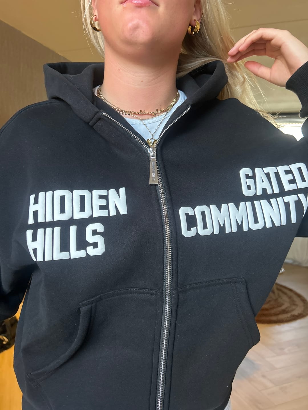 Customer photo review of GATED COMMUNITY ZIP HOODIE BLACK