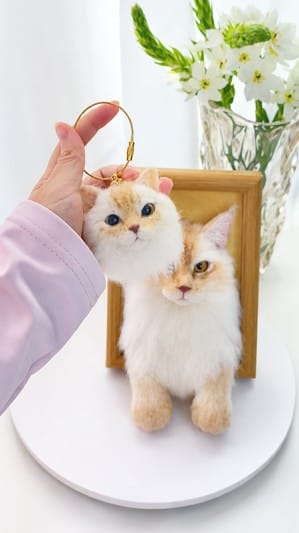 Customer photo review of Custom 3D Felted Cat Frame Portrait