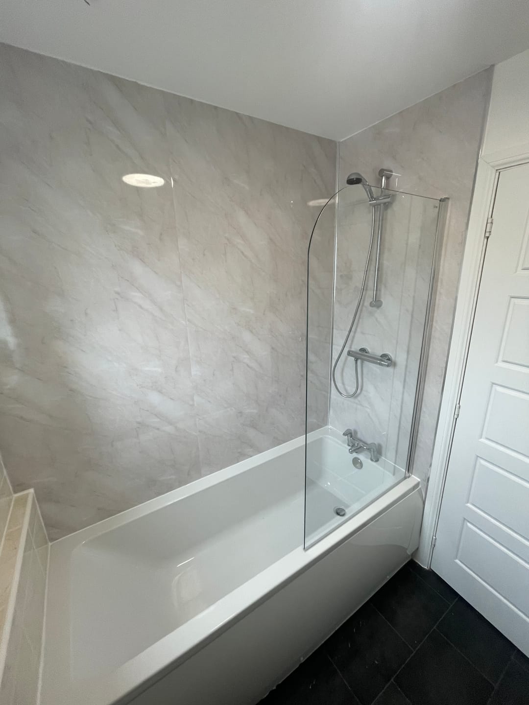 Customer photo review of Premium Pergamon Marble Gloss Shower Wall Panel - 1M x 2.4M