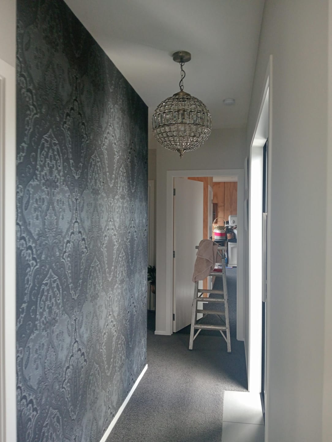 Customer photo review of Damask Wallpaper - Black Silver - EXTRA WIDE