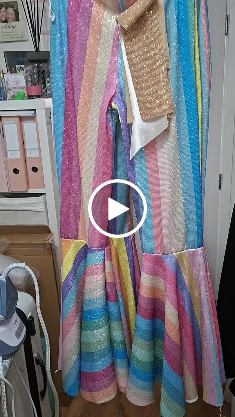Customer video review of Rainbow Stripe Lurex Fabric with Metallic Shimmer