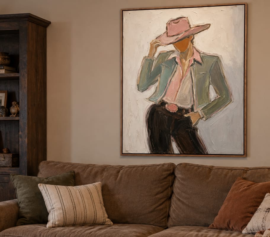 Customer photo review of Dust Rose-Cowgirl Oil Painting