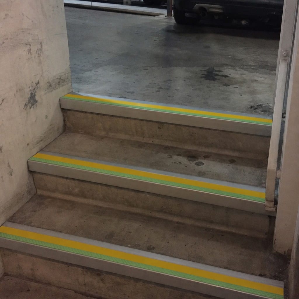 Customer photo review of Aluminium Stair Nosing 67x55mm Photoluminescent Square Edge, DDA Compliant