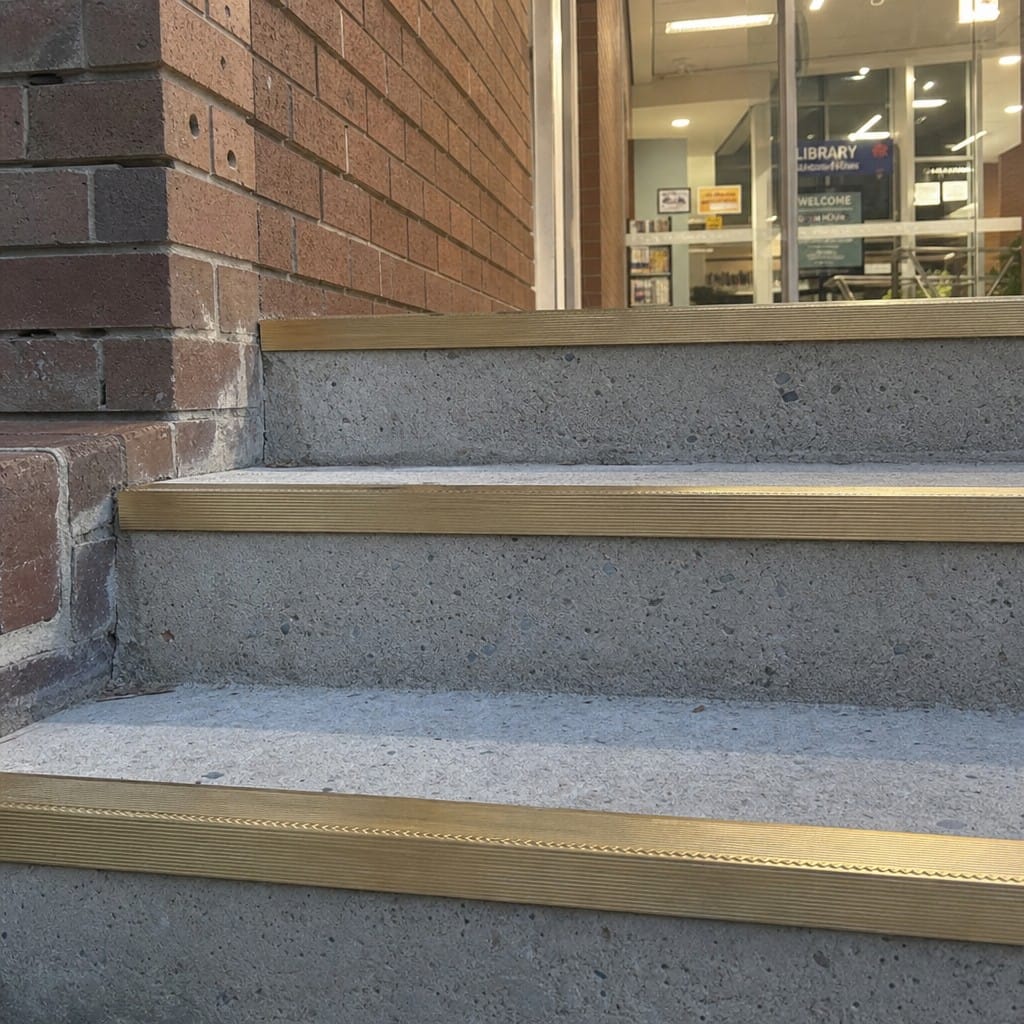 Customer photo review of Solid Brass Ridged Stair Nosing 63x55mm Cut to Any Size