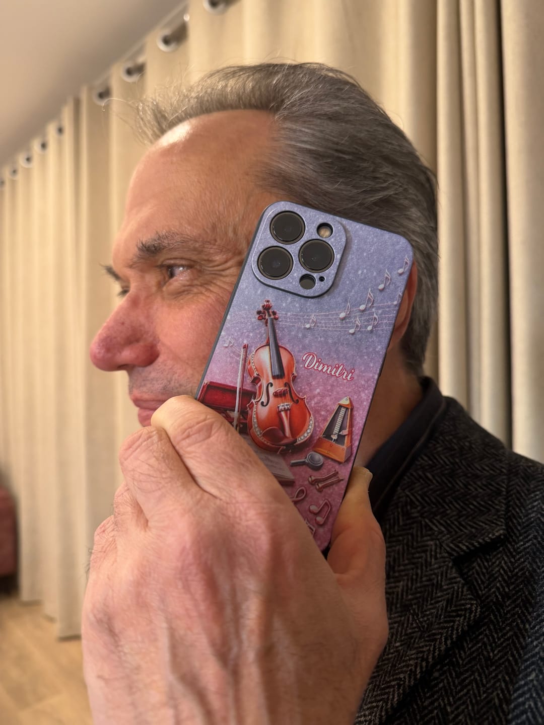 Customer photo review of A World Of Music Violin, Personalized Clear Phone Case, Gift For Musicians