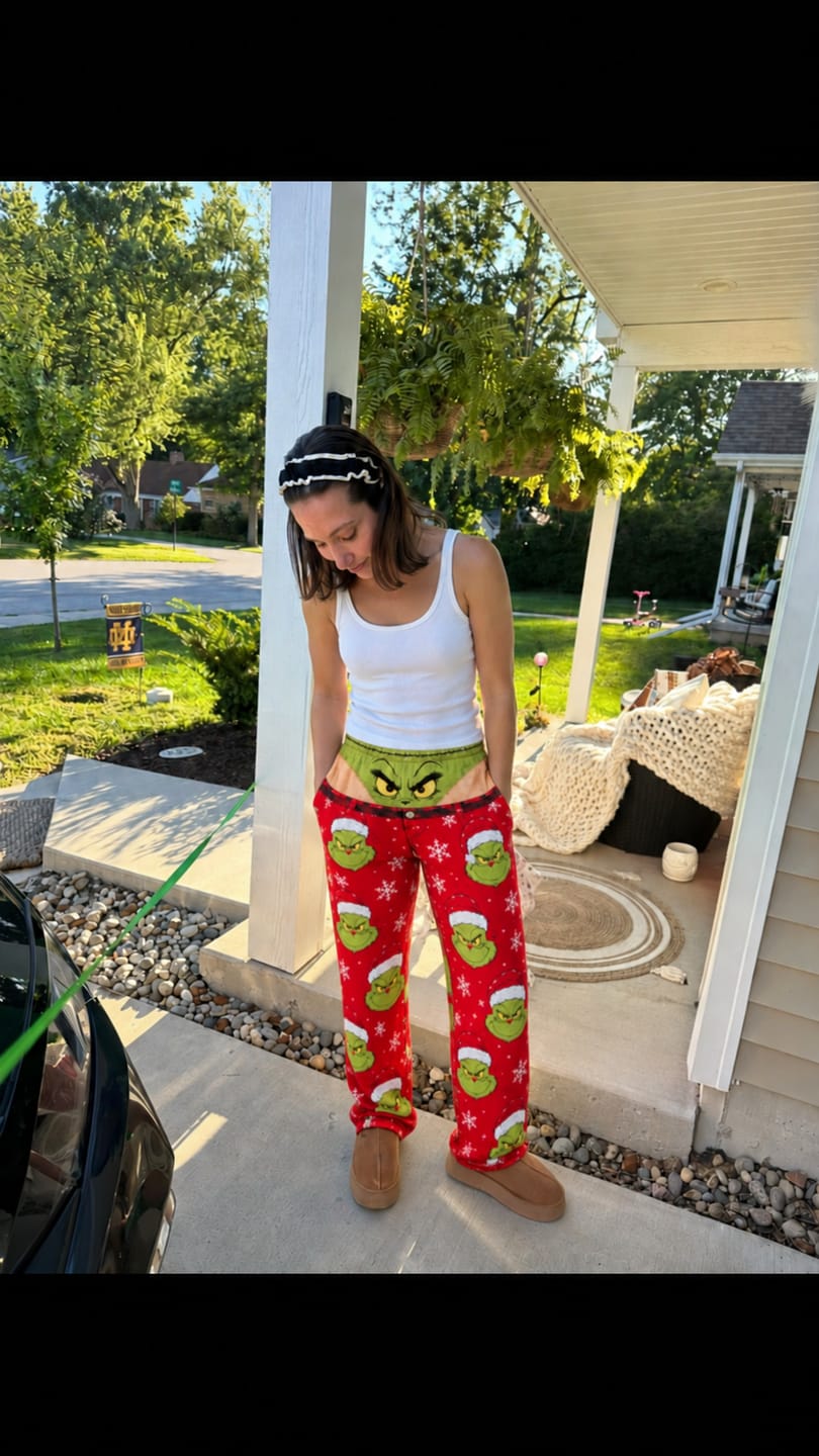 Customer photo review of Funny Christmas Pajama Pants with Ho Ho Ho and Bite Me Print - Unisex Novelty Lounge Pants