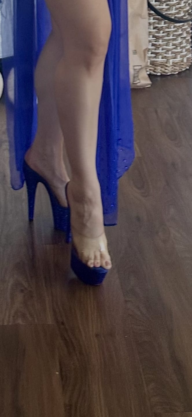 Customer photo review of 7 Inch Heel BEJEWELED-712RS Clear Royal Blue Rhinestone