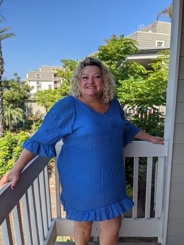Customer photo review of Emoswim - Transparentes Häkelmuster Asymmetrisches Cover-Up