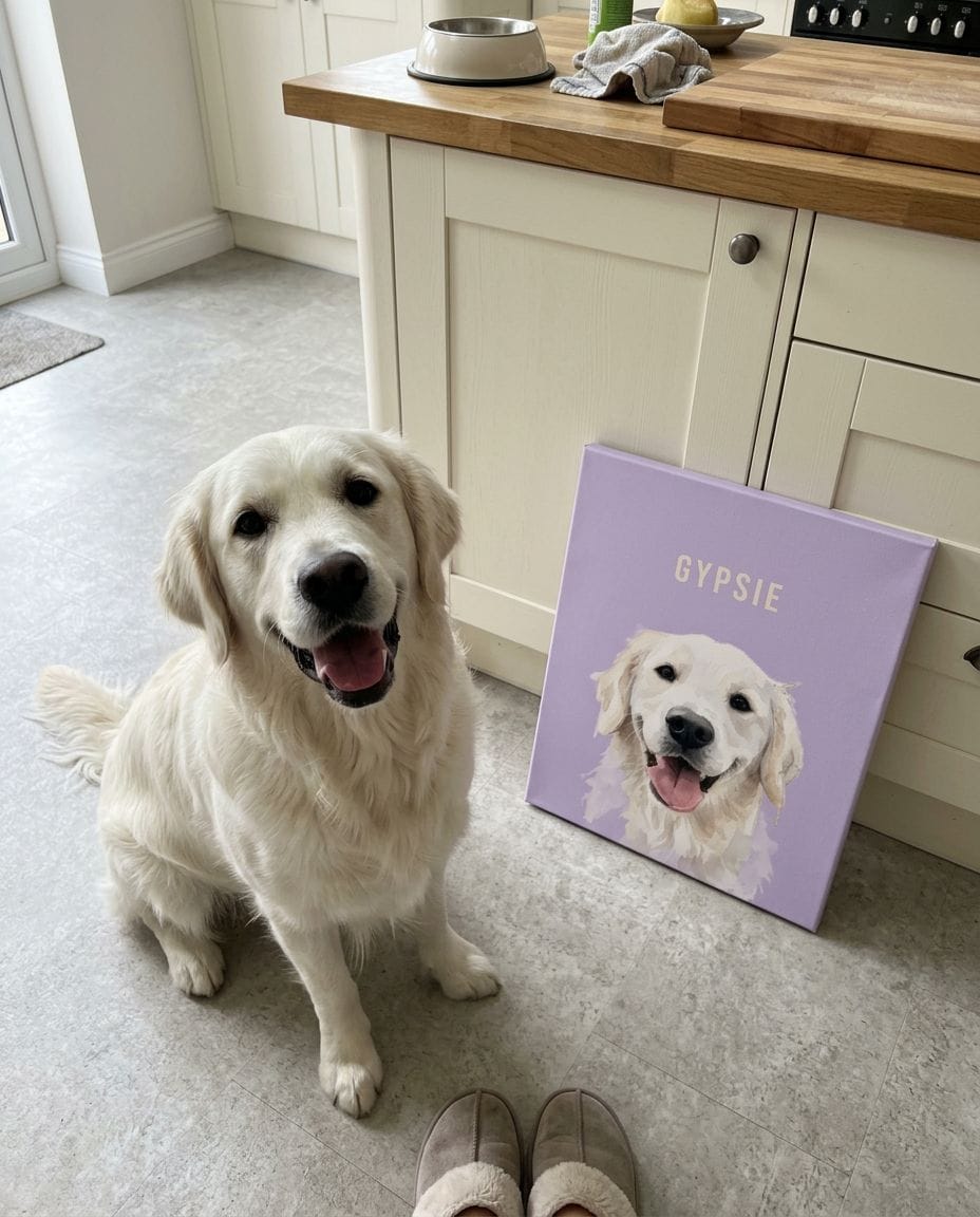 Customer photo review of Custom Pet Portrait Thick Canvas — Personalized Pet Wall Art