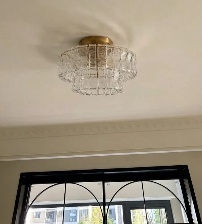 Customer photo review of Italian Murano Glass Ceiling Chandelier Light - Handcrafted Luxury Flush Mount Pendant Fixture for Living Room, Bedroom & Restaurant Decor