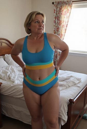 Customer photo review of Emoswim - Himmelblaues Colorblock Cut-Back Bikini-Set