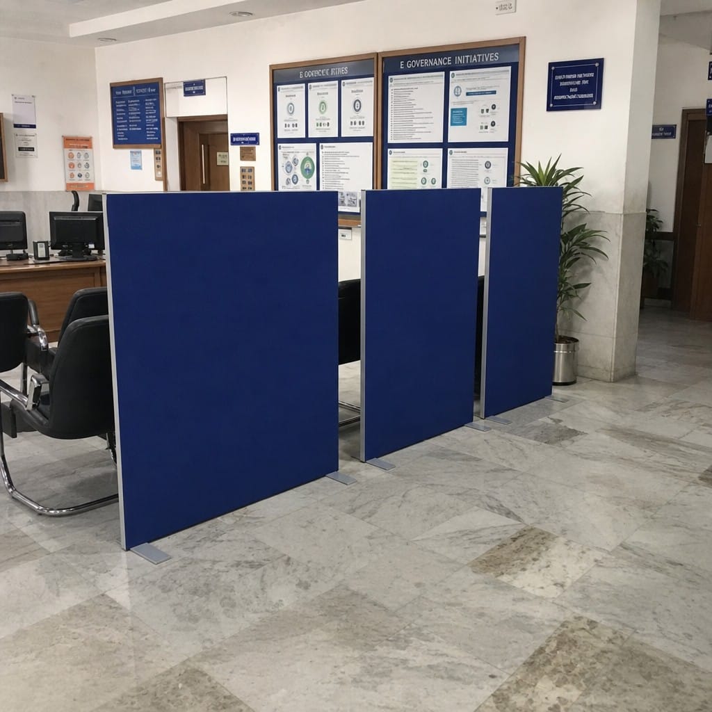 Customer photo review of Floor Standing Office Partition Screen - Fabric Room Divider