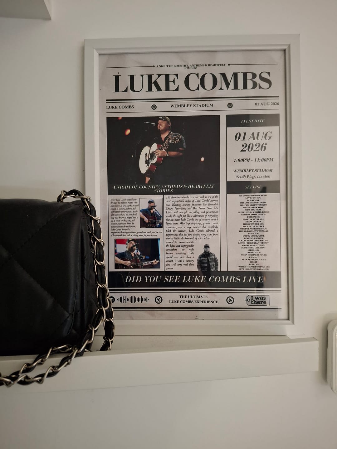 Customer photo review of Luke Combs - Personalised Newspaper Style Concert Poster