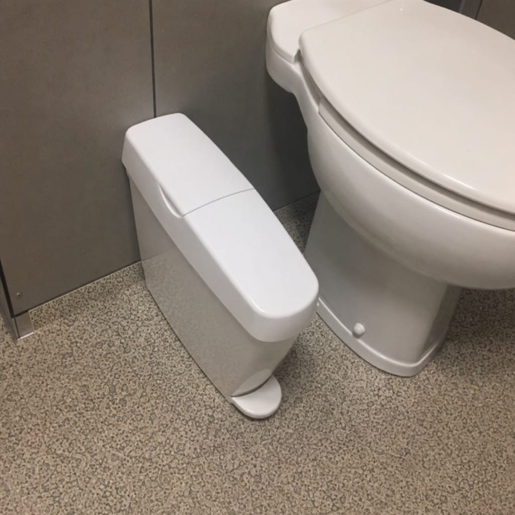 Customer photo review of White Pedal Operated Sanitary Bin, 15 Litre – Commercial Washroom Waste Disposal Unit