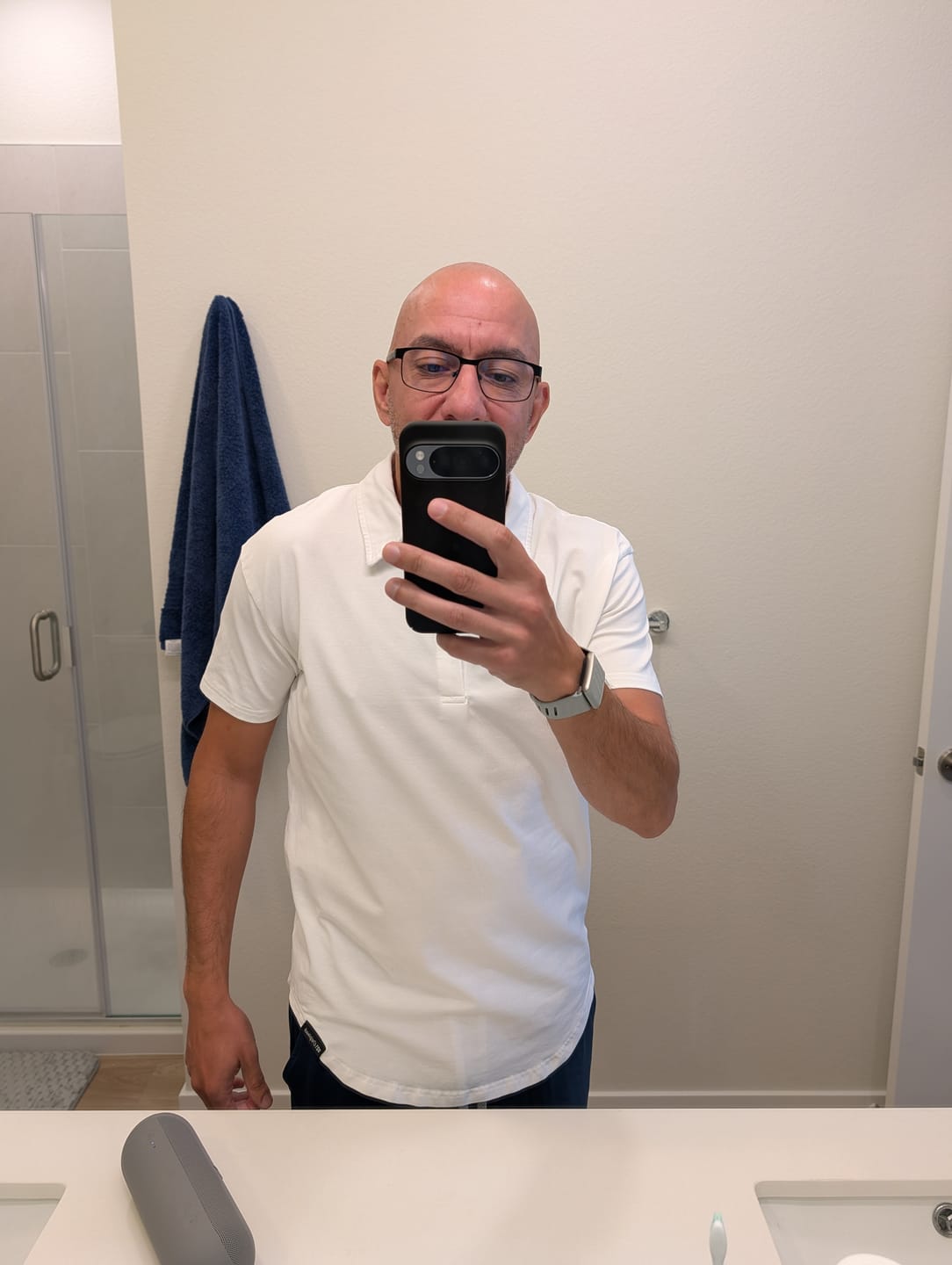 Customer photo review of 021 ESSENTIAL DROP-CUT POLO - WHITE