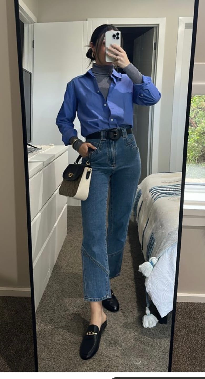 Customer photo review of Navy Blue Genuine Leather Belt - Arch Buckle