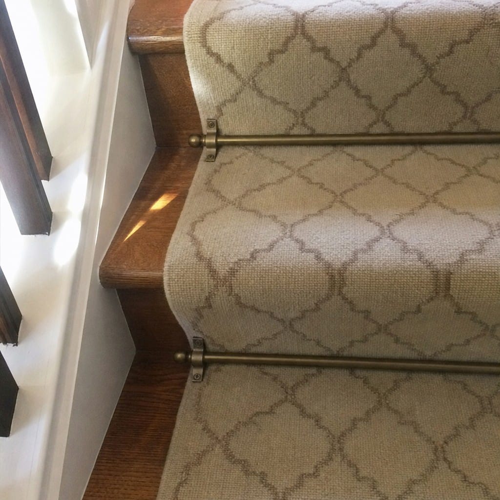 Customer photo review of Bronze Stair Rods for Carpet Runners — 9mm Hollow Rod, 4 Sizes