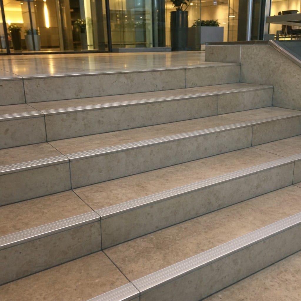 Customer photo review of Aluminium Flat Plate Stair Tread Insert Cut to Any Size