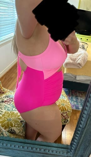Customer photo review of Emoswim - Damen Badeanzüge Push-Up Bauchweg Bademode V-Ausschnitt Cut-Out Bedeckende Bademode