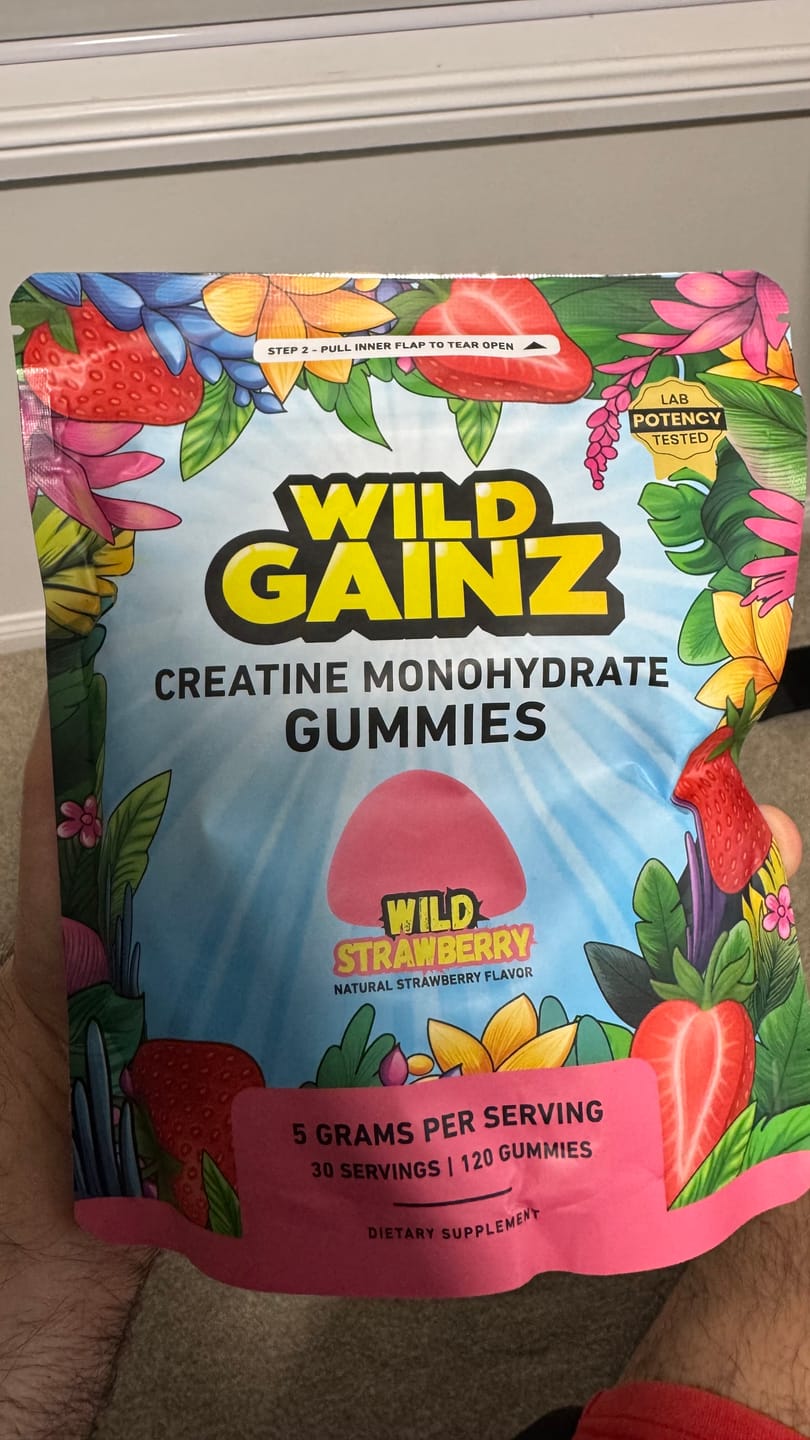 Customer photo review of Strawberry Creatine Monohydrate Gummies, 5g Serving, 120 Count, Made in USA