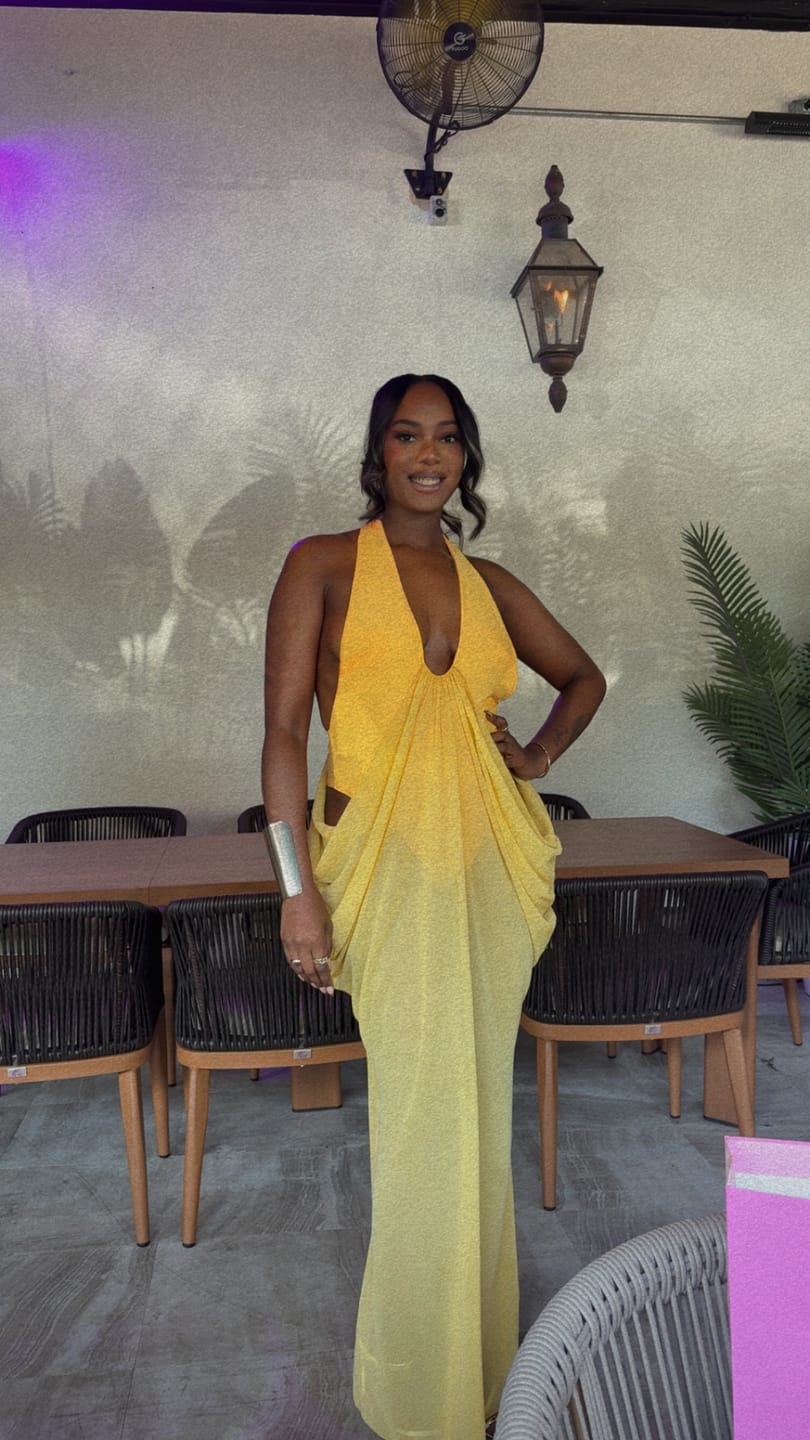 Customer photo review of Sienna Draped Cutout Dress