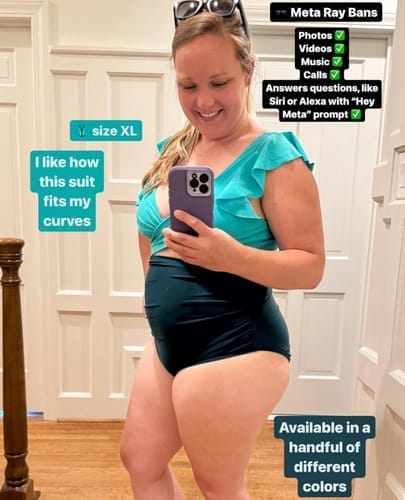 Customer photo review of Emoswim - Damen Badeanzug Rüschen Cut-Out Bademode Schlankmachend Bauchweg V-Ausschnitt Wickel-Bademode